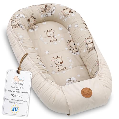 Ninho bebé recém-nascido 90 x 50 cm - casulo de colecho redutor berço algodão cuco ideal para gôndola moisés e viagem perfeita para meninos e meninas girafa