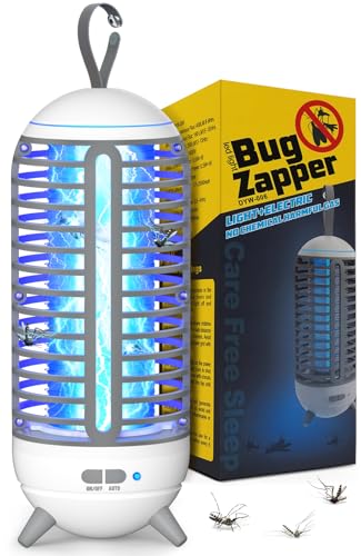 Dnenellr Candeeiro anti-mosquitos para exterior, 2 em 1, 2500 mAh mata mosquitos elétrico recarregável USB, IP65, impermeável, mata-moscas elétrico para varanda, campismo, interiores e exteriores