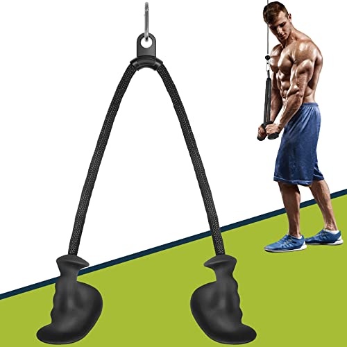 DASKING Acessório ergonómico para tríceps, corda de tríceps, acessórios para máquina de cabo de tração LAT de corda de tríceps, aderência de borracha antiderrapante para exercício de tríceps, treino