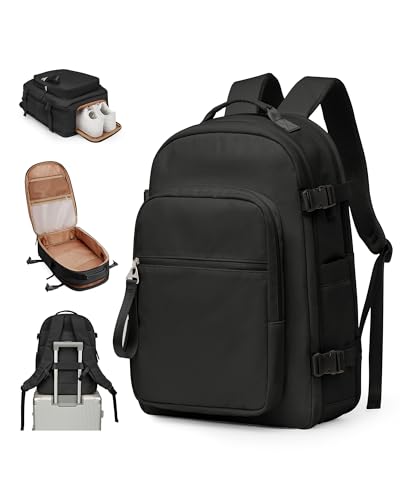 bergsalz Mochila mala viagem cabine avião 40 x 20 x 25 mochila bagagem de mão mulher mochila viagem cabine avião 45 x 36 x 20 homem mochila portátil 15,6, C-Preto, 47x34x20cm
