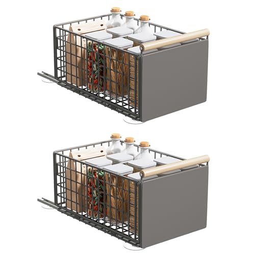YheenLf Gaveta telescópica, gavetas removíveis para cozinha, gavetas deslizantes para armários, organizador de gavetas com alça, para despensa, casa de banho, sob o lava-loiças 39,5 × 23,5 × 19,5 cm