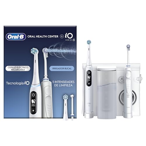 Oral-B Centro de saúde bucal irrigador: Irrigador de água dental, cabeça Oxyjet, cabeça Water Jet escova de dentes elétrica iO6 com cabeça de substituição, presentes originais para mulher e homem