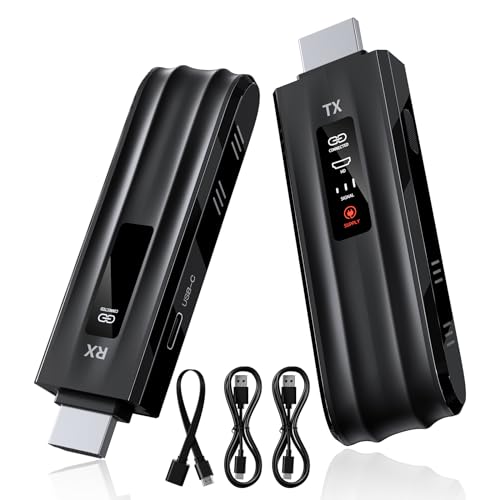 Transmissor e recetor HDMI sem fio, descodificação 4K saída 1080P, extensor HDMI sem fios com ecrã LCD, alcance 165 FT, 2,4 G & 5G, para PC/DV/HDTV/Projetor/TV Box, sem necessidade de