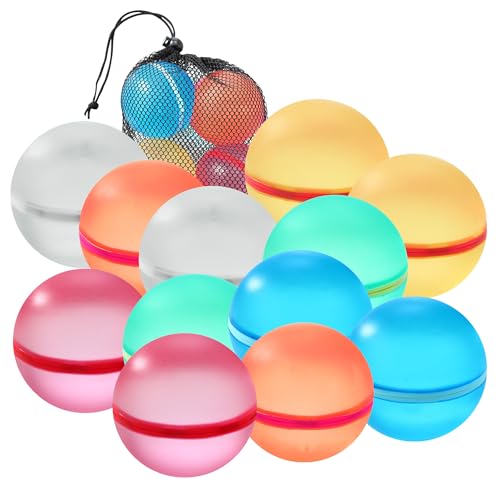 12 unidades balões de água reutilizáveis, balões de água reutilizáveis enchimento rápido, ideal para festas na piscina ao ar livre e parques aquáticos para crianças e adultos. 12 cm