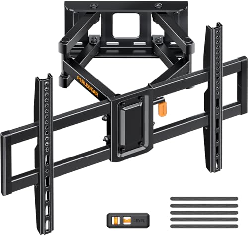 Perlegear Suporte de TV de parede articulado inclinável e giratório, suporte de parede para ecrãs de 37 a 82 polegadas, até 60 kg, MAX VESA 600 x 400 mm