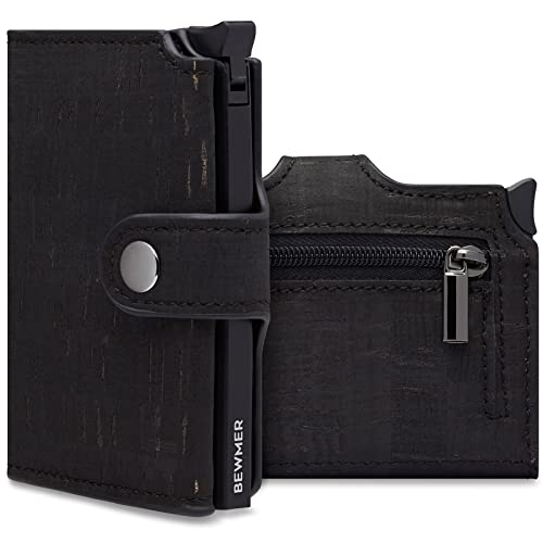 BEWMER Carteira porta-cartões 2 para homem e mulher com porta-moedas | carteira minimalista porta-cartões de crédito (proteção RFID), bilhetes e moedas