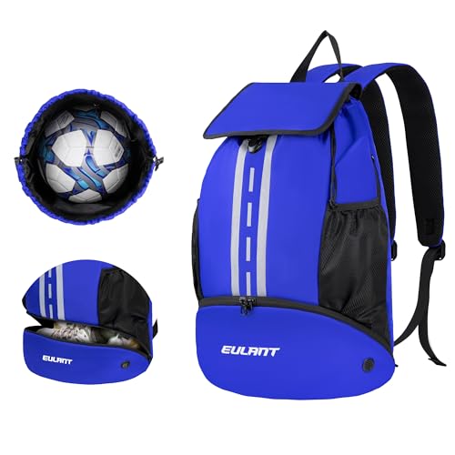 EULANT Mochilas de futebol com compartimento para sapatos, mochila multifuncional com compartimento inferior, malas desportivas impermeáveis para basquetebol natação campismo treino