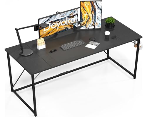 Devoko Pequena mesa para computador, 120 x 50 x 73 cm secretária, mesa de escritório em casa, mesa para computador portátil, mesa de design industrial preto