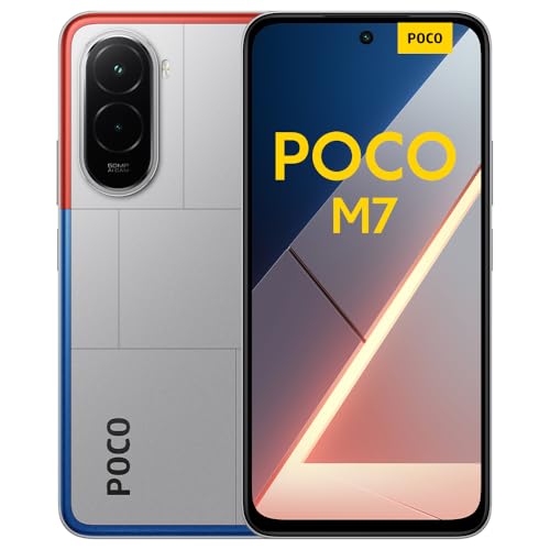 XIAOMI POCO M7 Smartphone de 6 + 128 GB, câmara dupla de 50 MP com AI, ecrã imersivo FHD+ de 6,9", Snapdragon 685, carregamento rápido de 33 W e reversível de 18 W, carregador não incluído, prata