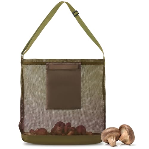 AMFUN Saco de recolha de cogumelos, saco de recolha de cogumelos, saco de malha de cogumelos, para caminhadas, campismo, viagens