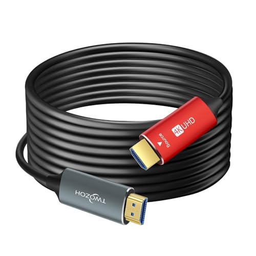 Twozoh Cabo HDMI de fibra ótica 5 M, 4 K fibra HDMI cabo compatível com 3D/4 K@60Hz/18 Gbps