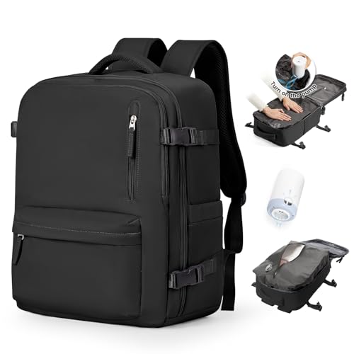 BJLFS Mochila viagem cabine avião 40 x 20 x 25 a vácuo bagagem de mão de grande capacidade com sistema de vácuo mochila de viagem portátil impermeável para homem e mulher com sistema de compressão
