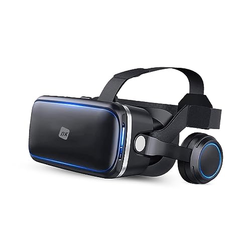 NK Óculos inteligentes VR com auriculares - realidade virtual 3D com áudio para smartphone entre 4,7" - 6,53", Ângulo de visão 90-100º, rotação 360º, alvo e pupila regulável - preto