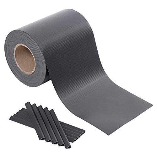 SONGMICS GPJ100GY Sonanics GPJ100GY-Tira de proteção visual para cercas, PVC, 2 rolo, extra grossa, com 50 clipes de fixação, cinzento, antracite, 100 m x 19 cm