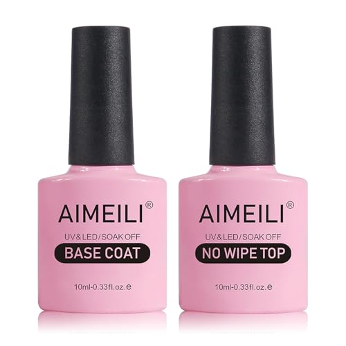 AIMEILI Base e Top Coat semipermanente vernizes semipermanentes de unhas em gel UV LED gel de unhas kit de vernizes de unhas kit de manicure Soak off manicure e pedicure 2 x 10 ml