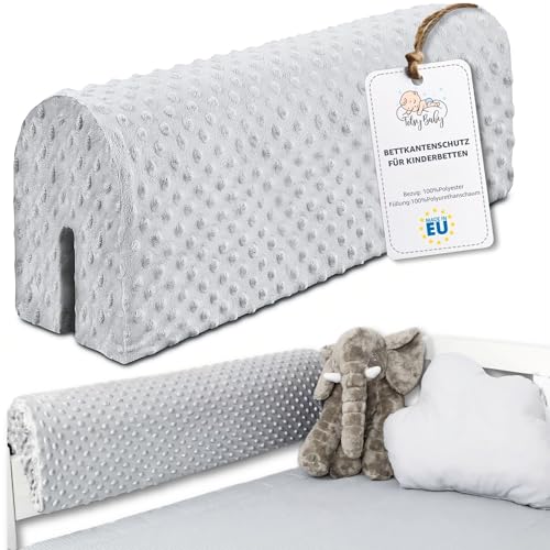 Totsy Baby Chichoneras berço para-choques berços bebé 50 cm - protetor anti-queda e golpe espuma de barreira segurança meninos e meninas para cama proteção de cerca e borda infantil, cinzento claro