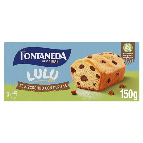 Fontaneda Lulu Bizcozinho com pepitas de chocolate, textura esponjosa, 150 g