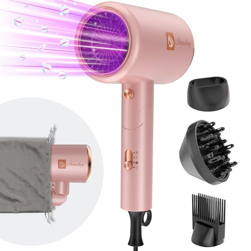 Secador de cabelo iónico 2400 W com saco de viagem, [leve, alta velocidade e dobrável] conjunto de penteado com concentrador/difusor/pente de volume, secador de cabelo Hair Dryer para uso doméstico e
