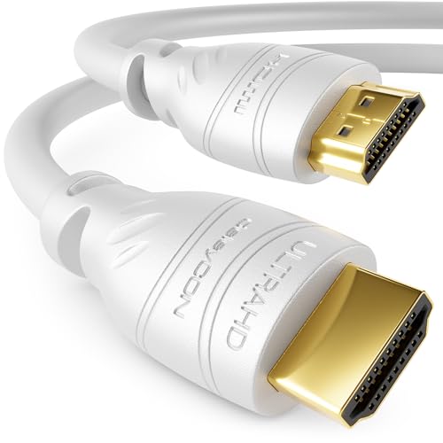 deleyCON 20 m Cabo HDMI 2.0a/b - alta velocidade com ethernet - UHD 2160p 4K@60Hz 4:2:0 HDCP 2.2 ARC CEC Ethernet 18Gbps 3D Full HD 1080p Dolby - branco
