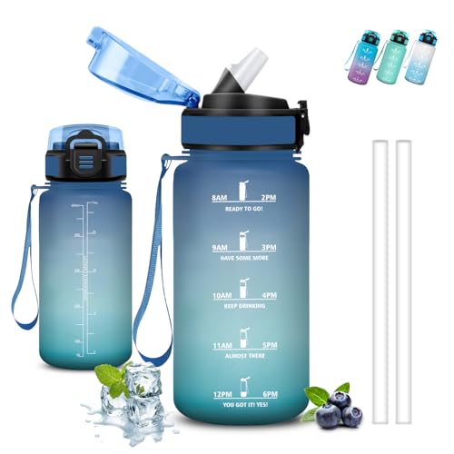 Garrafa de água para crianças, garrafa de água de 500 ml, à prova de fugas, cantil infantil, com escala de tempo, fácil de limpar, cantil com palhinha, para a escola, café, desportos, escritório