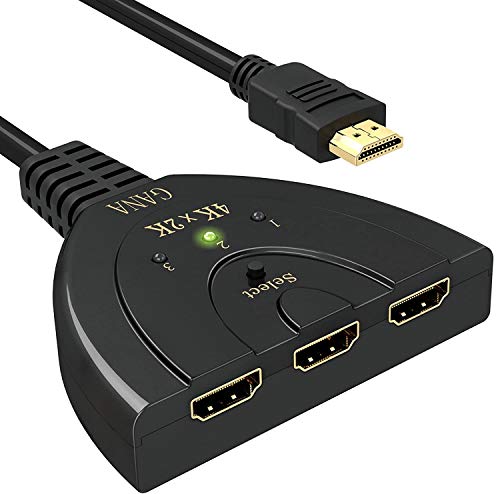HDMI Switch 4K | GANA 3 entradas 1 saída Switch HDMI Splitter suportes Full HD 3D duplicador HDMI comutador para HDTV/PS3/4/5/Apple TV/Fire Stick/BLU-Ray DVD-Player Selectores de áudio e vídeo