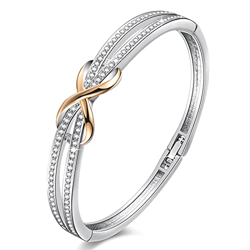 Angelady Infinity Bracelet Pulseira de mulher pulseira de prata banhada a ouro de 18 K presentes de aniversário para mulheres meninas - com requintada caixa de presente