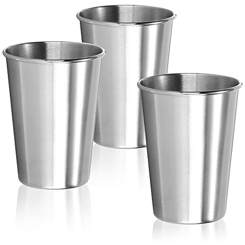 com-four® 3 x caneca para beber em aço inoxidável, caneca leve de aço inoxidável 304, caneca para acampar 300 ml, caneca de viagem inquebrável e sem BPA
