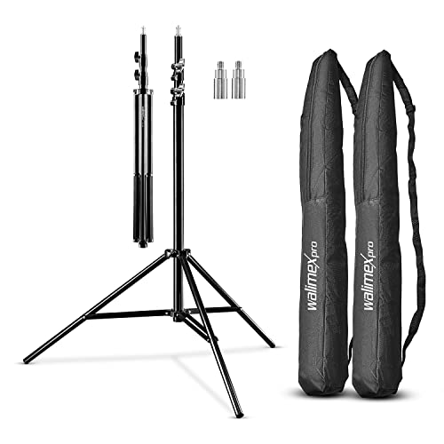 Walimex pro 2 x tripé de lâmpada com amortecimento de mola altura máxima 256 cm de luz estável carregável até 6 kg I de iluminação para luz anular, refletor, flash e adaptador de vídeo de 3/8" e 3