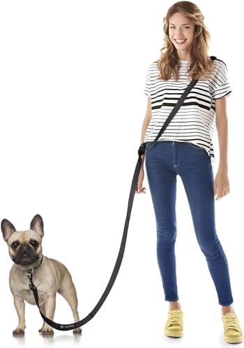 Trela de cão mãos livres, ombro trela de cão para corrida de MAX 250 cm, cintura ajustável para caminhada, treino, caminhadas para cães até 50 kg