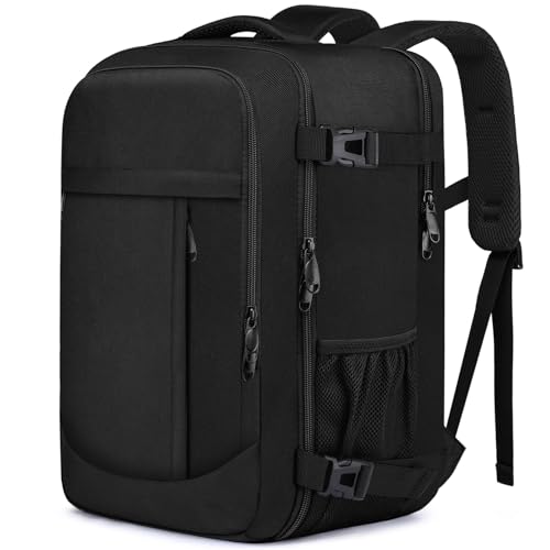 Mochila cabine 55 x 40 x 20 cm 44 L mochila viagem cabine avion grande malas de viagem cabine 55 x 40 x 20 bagagem de mão mala portátil 18,4 polegadas para trabalho, viagens, Preto