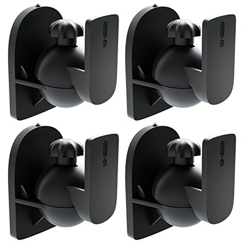 deleyCON 4 x Suporte universal para altifalantes e bafles de grau de rotação inclinação até 3,5 kg de carga instalação em paredes e tetos - preto