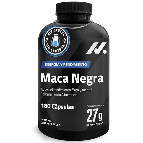 Maca preta pura - potência, energia, vigor e recuperação - 27 000 mg de maca preta em pó, L argginina, taurina, B6 e zinco para homem e mulher - 180 cápsulas, sem glúten e sem lactose - Nyvos
