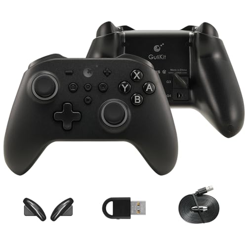 Gulikit KK3 Pro Controlador sem fios para Switch OLED, controlador Bluetooth para PC/Steam Deck, Joysticks/disparadores Hall, taxa de teste de 1000 Hz, vibração Maglev/rotor/HD, adaptador Hyperlink
