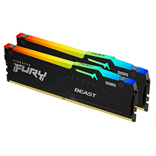 Kingston FURY Beast preto RGB 32 GB (2 x 16 GB) 5600MT/s DDR5 CL36 DIMM memória gamer para computadores de mesa kit de 2 - KF556C36BBEAK2-32