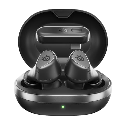 Steelseries Arctis GameBuds™ para Playstation Auriculares sem fios para jogos, 2,4 GHz + BT5.3 - modo ANC/transparência, resistente à água IP55-40 horas de autonomia, carregamento sem fios