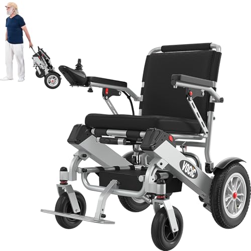VOCIC V62 Cadeira de rodas elétrica dobrável leve - 25 KG, 25 KM cadeiras de rodas de bateria dupla 136 kg, alumínio electric wheelchair para todos os terrenos, aprovado pela companhia aérea|5 anos de