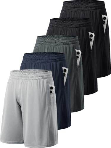 miijoory Pacote de 3/5 calções homem desporto com bolsos calções desportivos de secagem rápida e respirável para correr treino roupa calções desportivos