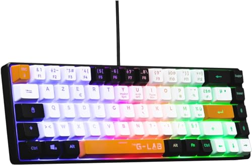 The G-Lab Keyz Hydrogen - teclado Gaming QWERTY - inclui Ñ - teclado para jogos semi-mecânico - teclado Gamer 60%, retroiluminação multicolorida, mini teclado Gamer silencioso, para PC, PS4, PS5