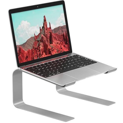 BONTEC Suporte portátil para portátil de 10 a 17 polegadas, suporte para computador de mesa ergonómico, suportar até 5 kg, prata