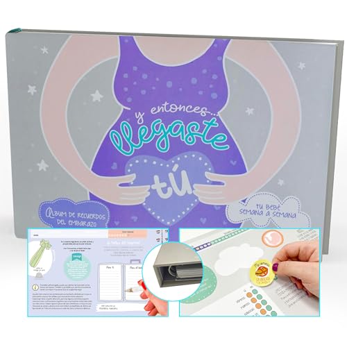 MIMUSELINA Álbum de gravidez 9 meses "E então chegou você" com Boli - livro álbum grávida para fotos lembrança e pensamentos - diário de gravidez original com estograma e adesivos inclusivos