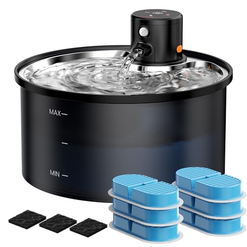 Fonte para gatos sem cabo: Bebedor gatos automático - fonte gatos com sensor de movimento - 3,2 l fonte de água gatos com bateria 4000 mAh recarregável - 3 modos - com 6 filtros 3 esponjas