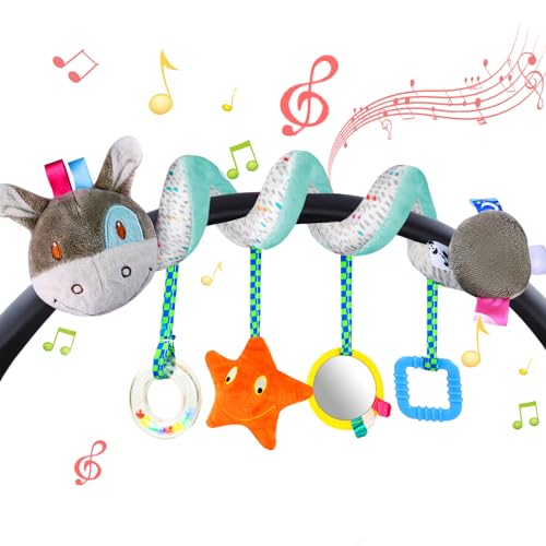 Vicloon Pingentes para carrinhos brinquedos para bebé de 0 a 24 meses, brinquedos de peluche em espiral para bebé com mordedor e chocalho, para carrinhos/berços/assentos de carro ()