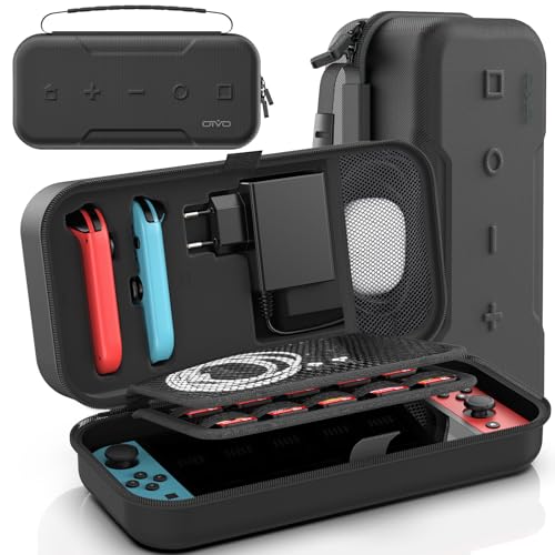 OIVO Capa para Nintendo Switch/OLED, capa de transporte para consola e acessórios Nintendo Switch, capa de viagem Switch com 20 ranhuras para cartões de jogo - preto