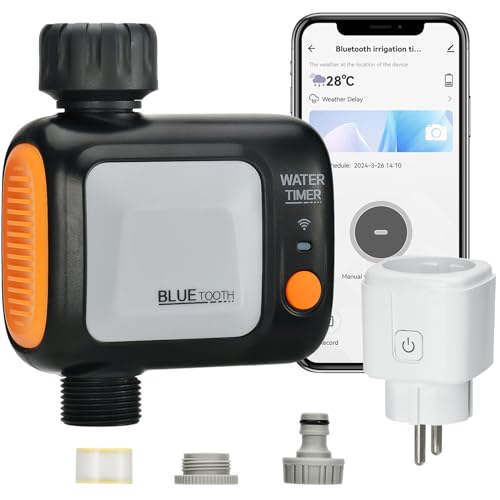 johgee Programador de rega WiFi, temporizador de rega automático com WiFi Hub, temporizador de rega automático de controlador para exterior e interior com aplicação/controlo por voz