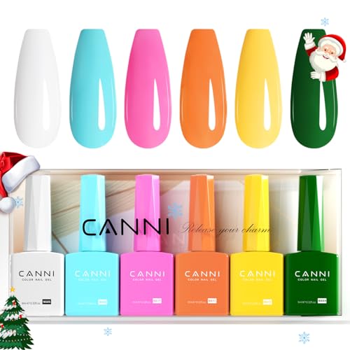 CANNI Vernizes semipermanentes de unhas em gel 6 branco azul rosa roxo amarelo verde UV gel gel Nail Polish esmalte unhas dos namorados kit unhas semipermanentes conjunto de unhas semipermanentes