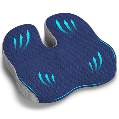 Juspota Almofada cadeira de escritório, almofada ortopédica para coxis e lombar, almofada de assento ergonómico de espuma com memória, almofada cóccix alívio da dor para carro rodas Gaming -