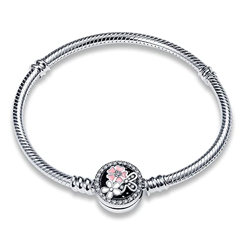 KUNSIR Joalharia pulseira de mulher prata 925 compatível com miçangas, cobra pulseira compatível com Pandora contas, os melhores presentes para meninas B2