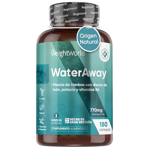 Diurético natural Detox Water Away 180 cápsulas, 11 ingredientes, dentes-de-leão, chá verde, vinagre de maçã, potássio, vitamina B6, drenagem para remoção e retenção de líquidos