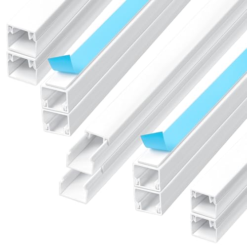 Romon Caletas para cabos autocolantes, organizador de cabos, para ocultar cabos de alimentação, cabos de colunas ou cabos de TV em casa ou no escritório (10 mm x 10 mm, 10 peças 0,4 m)