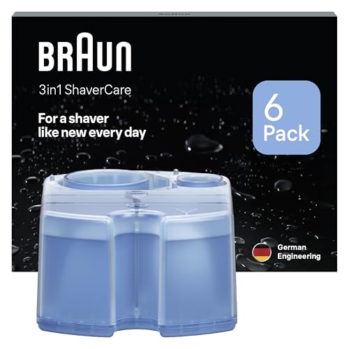 Braun ShaverCare 3 em 1 cartuchos de substituição para o centro de limpeza e carregamento SmartCare, limpador de máquina de barbear elétrica para homem, conjunto de 6 peças, aroma fresco de limão